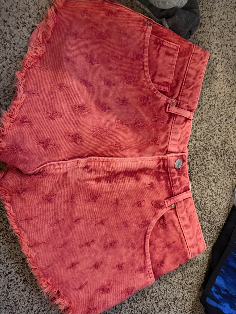 We The Free Coral Pink Distressed Denim Shorts